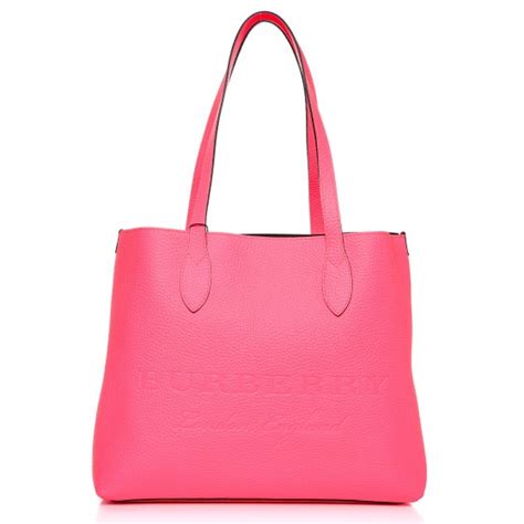 BURBERRY Grainy Calfskin Remington Tote Neon Pink